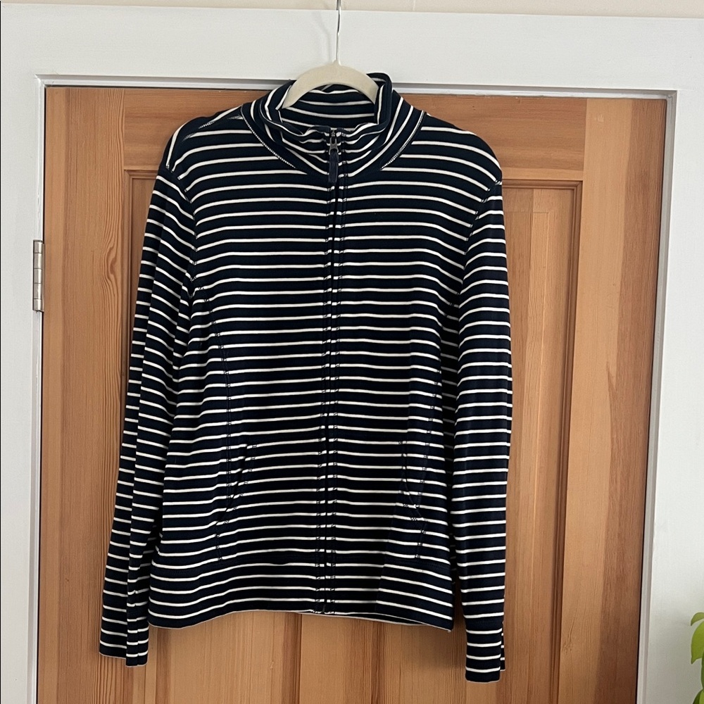Striped Black and White Zip-Up Jacket
